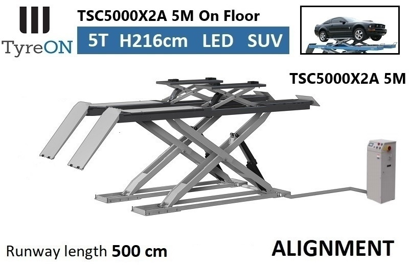 TSC5000X2A 5M Alignment scissor lift - On floor - Free wheel lifting system - 500 cm lightened runways - 5T- Mounted on the floor - Оборудование для гаражей/ Мастерских: фото 1 TSC5000X2A 5M Alignment scissor lift - On floor - Free wheel lifting system - 500 cm lightened runways - 5T- Mounted on the floor - Оборудование для гаражей/ Мастерских: фото 1