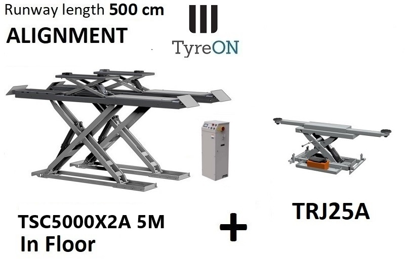 TSC5000X2A 5M in floor alignment scissor lift 5000kg 5000mm + TRJ25A 2,5T air hydraulic axle jack - Оборудование для гаражей/ Мастерских: фото 1 TSC5000X2A 5M in floor alignment scissor lift 5000kg 5000mm + TRJ25A 2,5T air hydraulic axle jack - Оборудование для гаражей/ Мастерских: фото 1
