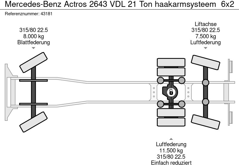 Mercedes-Benz Actros 2643 VDL 21 Ton haakarmsysteem в лизинг Mercedes-Benz Actros 2643 VDL 21 Ton haakarmsysteem: фото 18