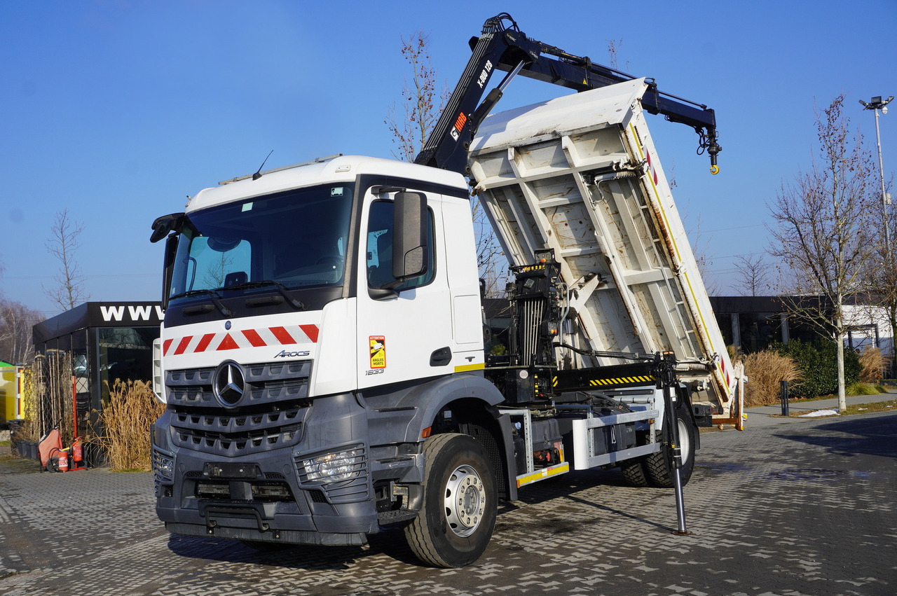 MERCEDES-BENZ Arocs 1833 / 87,000 km!!! / Hds HIAB X-DUO 128 B-2 / three-sided tipper - Грузовик бортовой/ Платформа, Автоманипулятор: фото 1