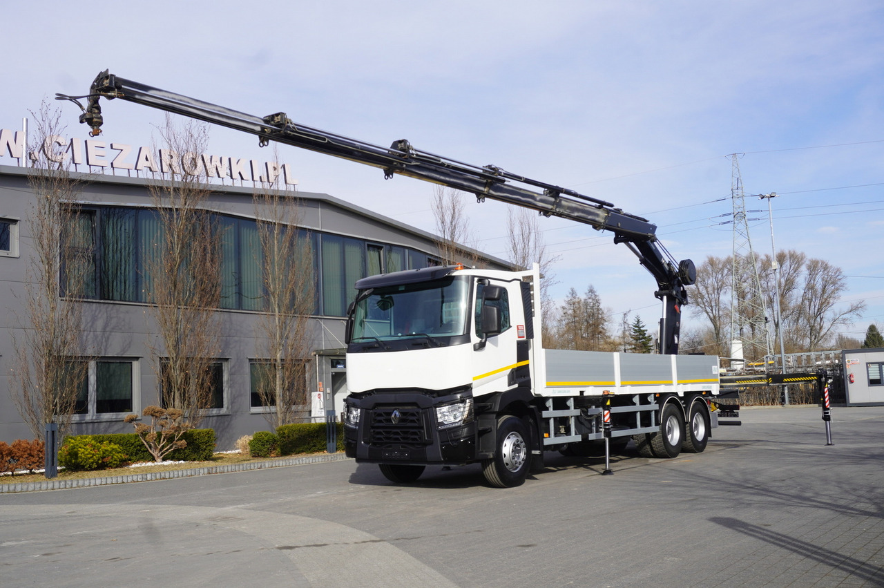 RENAULT C430 / HIAB 244 EP-5 HIDUO crane 8400 kg 15 m / Platform with stanchions - Лесной прицеп: фото 1 RENAULT C430 / HIAB 244 EP-5 HIDUO crane 8400 kg 15 m / Platform with stanchions - Лесной прицеп: фото 1