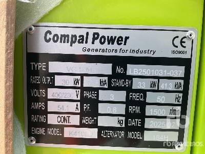 COMPAL VG-R30 41 kVA (Unused) - Электрогенератор: фото 5 COMPAL VG-R30 41 kVA (Unused) - Электрогенератор: фото 5