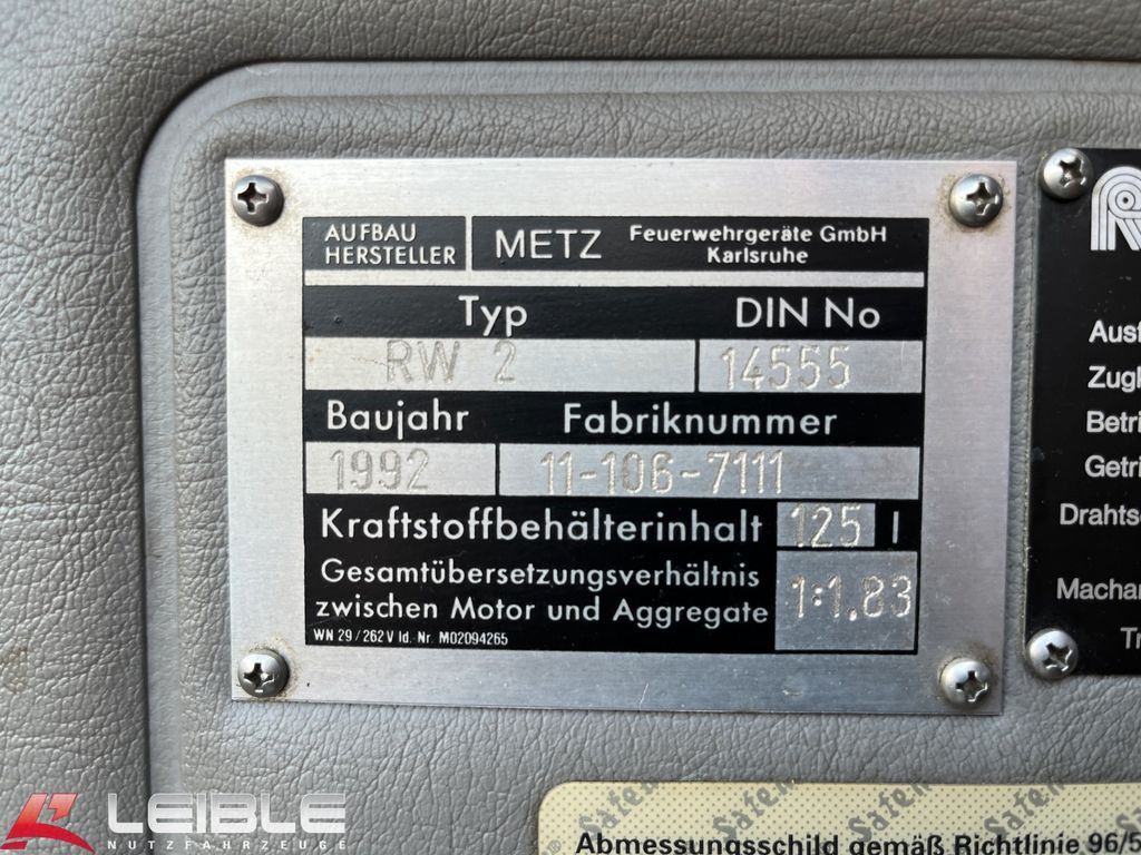 Mercedes-Benz 1222AF *Rüstwagen*Metz RW2*Seilwinde*Generator*  в лизинг Mercedes-Benz 1222AF *Rüstwagen*Metz RW2*Seilwinde*Generator*: фото 11