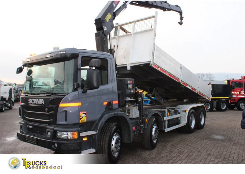 Scania P 410 + TIPPER + 8X4 + HIAB 188 + REMOTE + SPRING + retarder - Самосвал, Автоманипулятор: фото 1 Scania P 410 + TIPPER + 8X4 + HIAB 188 + REMOTE + SPRING + retarder - Самосвал, Автоманипулятор: фото 1