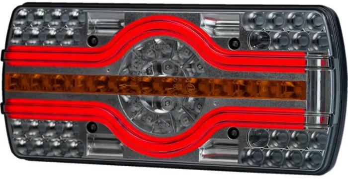 LAMPA ZESPOLONA ZE ŚWIATŁEM OŚWIETLENIA TABLICY REJESTRACYJNEJ BOCZNE (LED) BIAŁO - POMARAŃCZOWO - CZERWONY 12/24V UNIWERSALNA - Свет/ Освещение для Грузовиков: фото 1