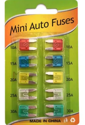 MINI BLADE FUSE SET 10 PCS - Автомобильный инструмент: фото 1 MINI BLADE FUSE SET 10 PCS - Автомобильный инструмент: фото 1