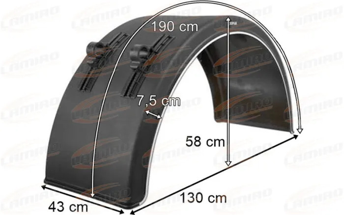 PLASTIC REAR MUDGUARD WITH MOUNTING (WHITE STRIP) - Крыло для Прицепов: фото 1