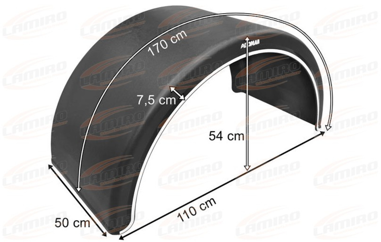 REAR PLASTIC TRAILER FENDER, MUDGUARD WITH WHITE STRIPE / WITHOUT MOUNTING - Крыло для Прицепов: фото 1