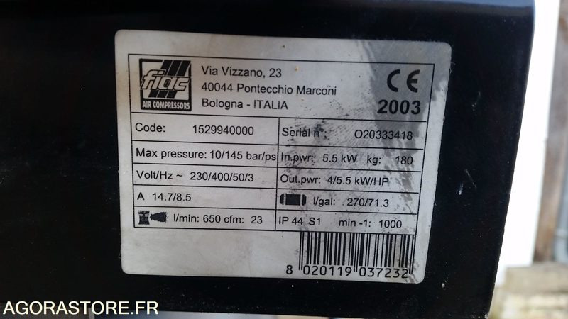 COMPRESSEUR VERTICAL DE MARQUE FIAC TYPE AB-300-670 CUVE 270l TRIPHASE - Воздушный компрессор: фото 3 COMPRESSEUR VERTICAL DE MARQUE FIAC TYPE AB-300-670 CUVE 270l TRIPHASE - Воздушный компрессор: фото 3