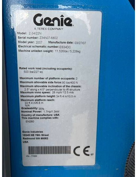 Genie Z34/22N elektro 12m (1438) в лизинг Genie Z34/22N elektro 12m (1438): фото 10