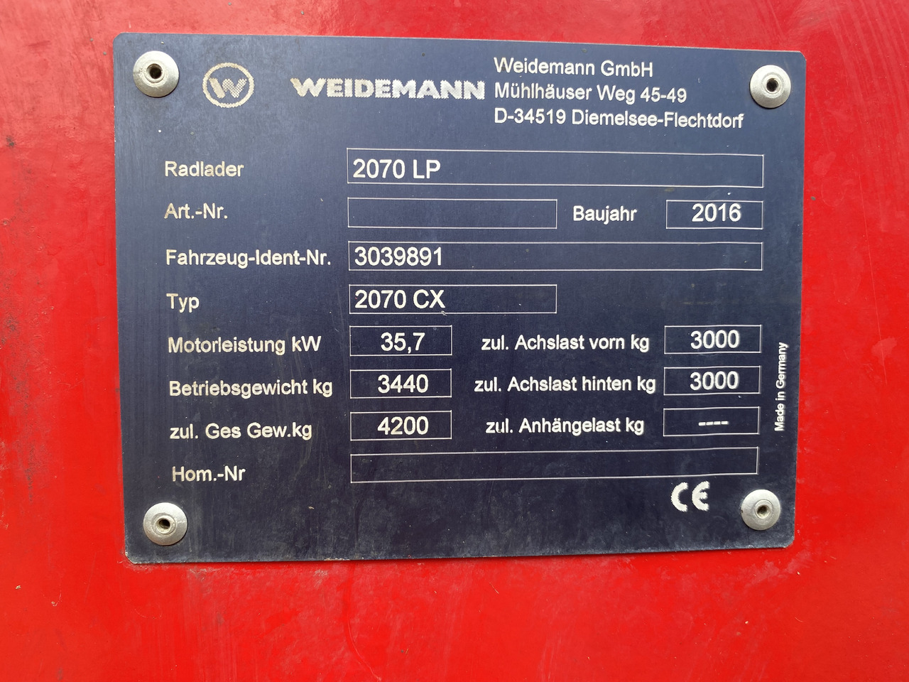 Weidemann 2070 cx LP в лизинг Weidemann 2070 cx LP: фото 8